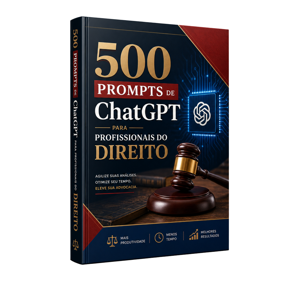 Mockup do e-book 500 Prompts de ChatGPT para Profissionais do Direito